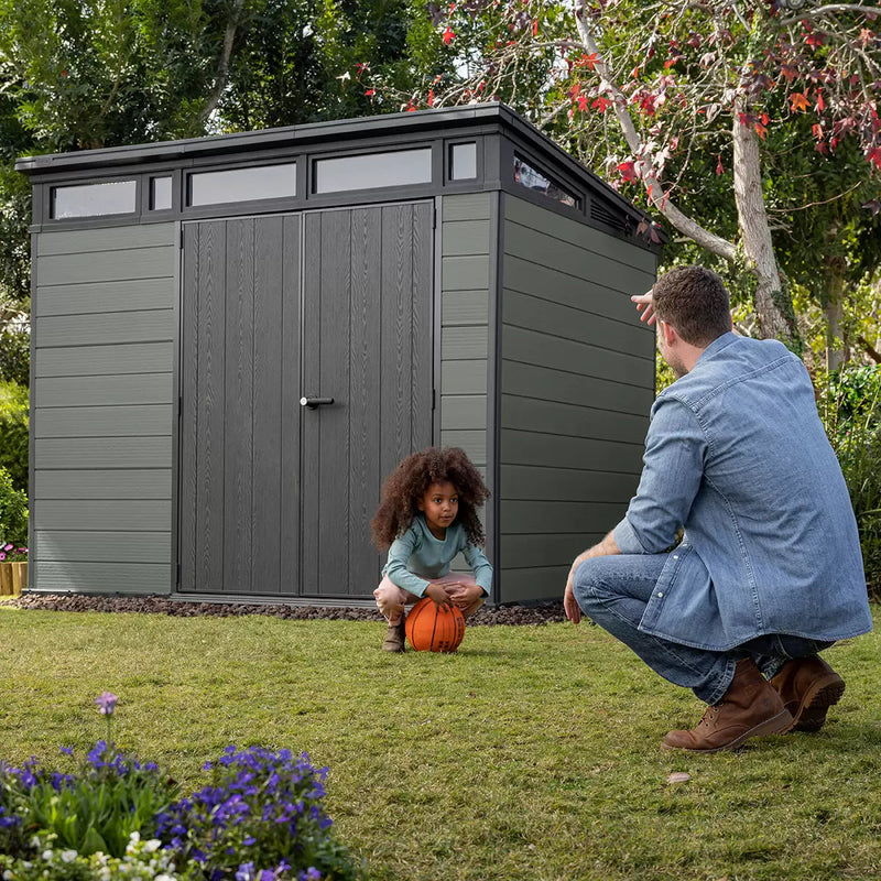 Keter 9x 7 Cortina Heavy Duty Plastic Pent Shed – Dark Green