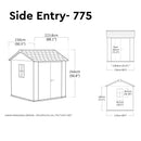 Keter 7′ x 7.5′ Newton Plus Side Entry Plastic Shed – Dark Grey