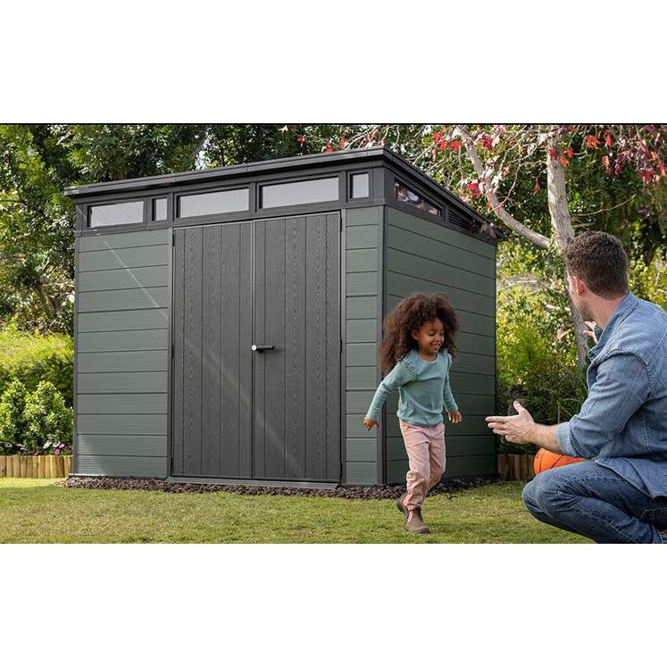 Keter 9x 7 Cortina Heavy Duty Plastic Pent Shed – Green