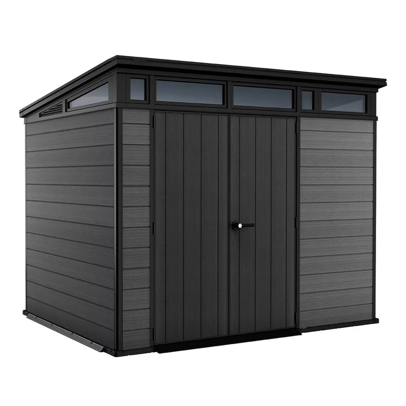 Keter 9x 7 Cortina Heavy Duty Plastic Pent Shed – Dark Grey
