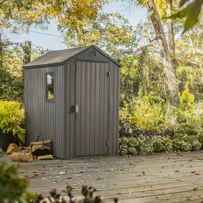 Keter 4×6 Darwin Heavy Duty Plastic Garden Shed – Grey