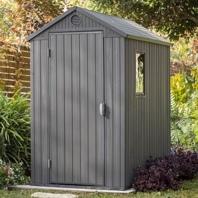 Keter 4×6 Darwin Heavy Duty Plastic Garden Shed – Grey
