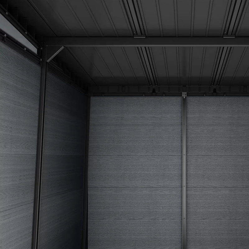 Keter 7′ x 7.5′ Newton Plus Side Entry Plastic Shed – Dark Grey