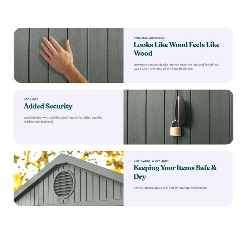 Keter 6×8 Darwin Heavy Duty Plastic Garden Shed – Green