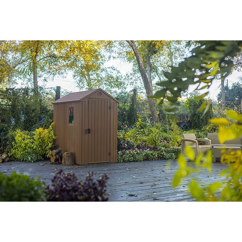 Keter 4×6 Darwin Heavy Duty Plastic Garden Shed – Brown
