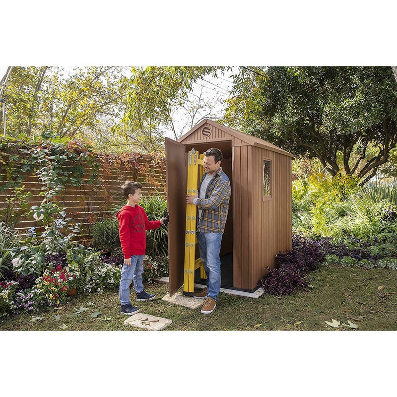 Keter 4×6 Darwin Heavy Duty Plastic Garden Shed – Brown