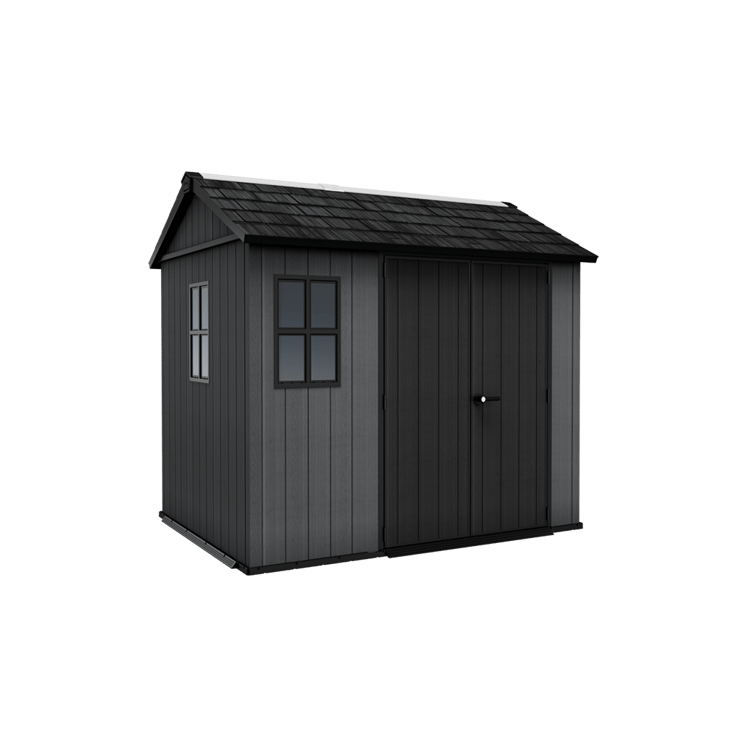 Keter 9×7.5 Newton Plus Side Entry Plastic Shed – Dark Grey