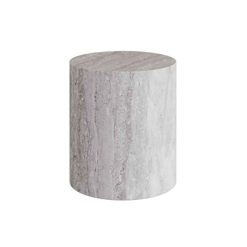 Porto Travertine Side Table, Grey