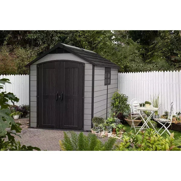 Keter 7.5×9 Premier Heavy Duty Plastic Shed – Grey