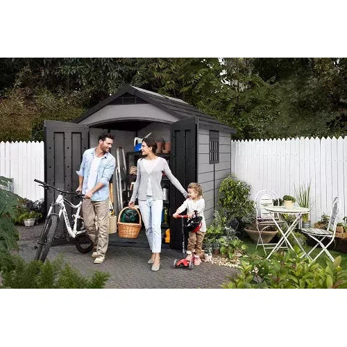 Keter 7.5×9 Premier Heavy Duty Plastic Shed – Grey