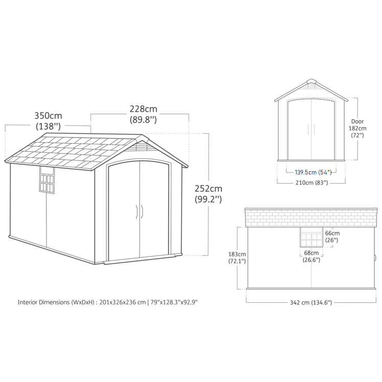 Keter 7.5’x11′ Premier Heavy Duty Plastic Shed – Grey