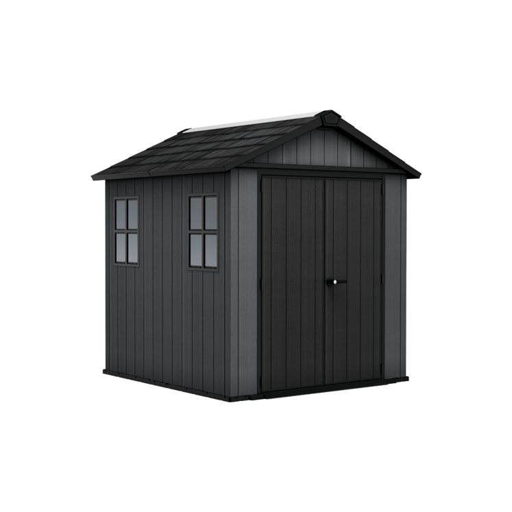 Keter_April_2023_NEWTON_PLUS_Short_side_door_757_Gray_StandAlone_render_01_1030x650_4163b893-fd7c-4095-94f7-5572ee7bea66-1-2 Keter 7′ x 7.5′ Newton Plus Side Entry Plastic Shed – Dark Grey - Image 1